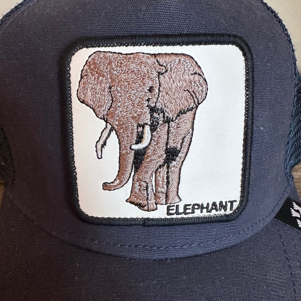 Goorin Bros The Farm Elephant Trucker Hat Navy Blue Animal Patch Cap One Size